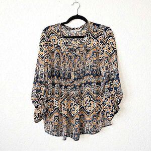 Daniel Rainn Blue‎ Paisley Patterned Top Size Medium